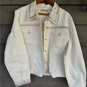 Christine Alexander- White Rhinestone Denim Jacket